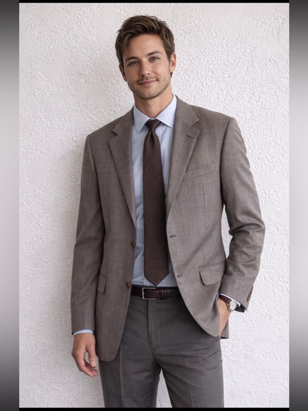 Canali‎ Taupe Greige Wool Blazer 48R Italy Luxury Sport Coat